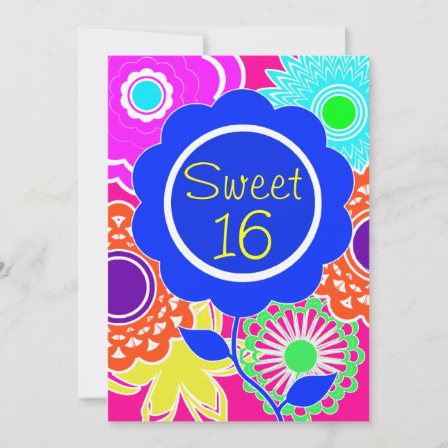 Invitation du Sweet sixteen d'énergie des fleurs (Devant)