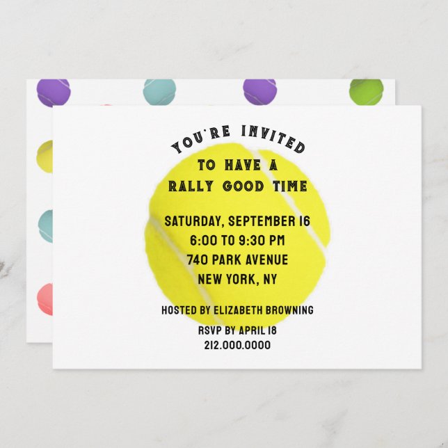 Invitation du Tennis Party (Devant / Derrière)