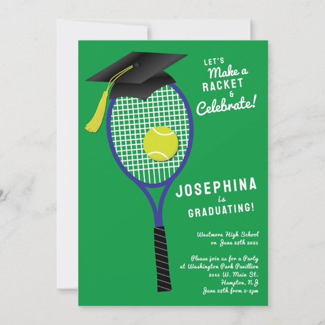 Invitation du Tennis Racket Graduet Party (Devant)