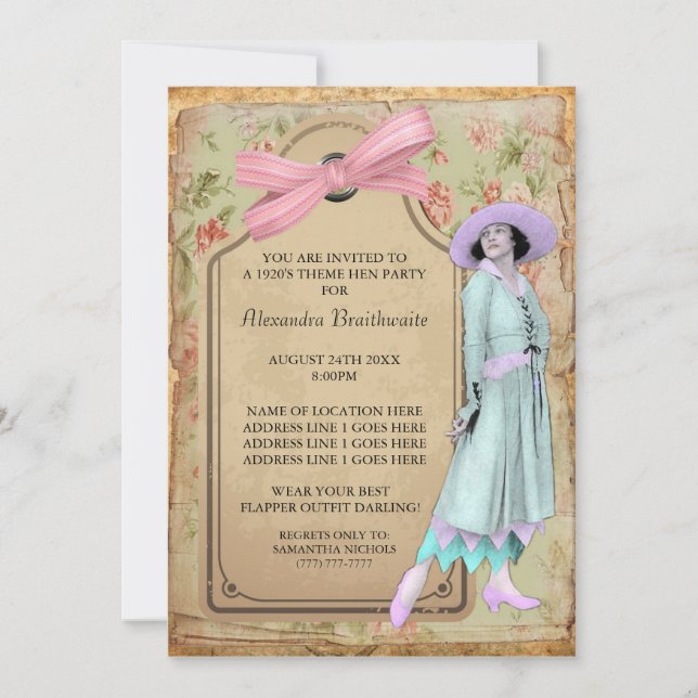 Invitation du Thème Hen Party des années 1920 (Devant)