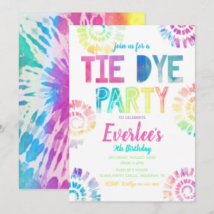 Invitation du Tie Dye Party   Anniversaire de Tie 