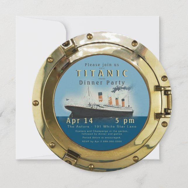 Invitation du Titanic Porthole Party (Devant)