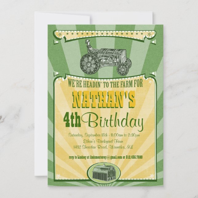 Invitation du Tracteur Party (Devant)