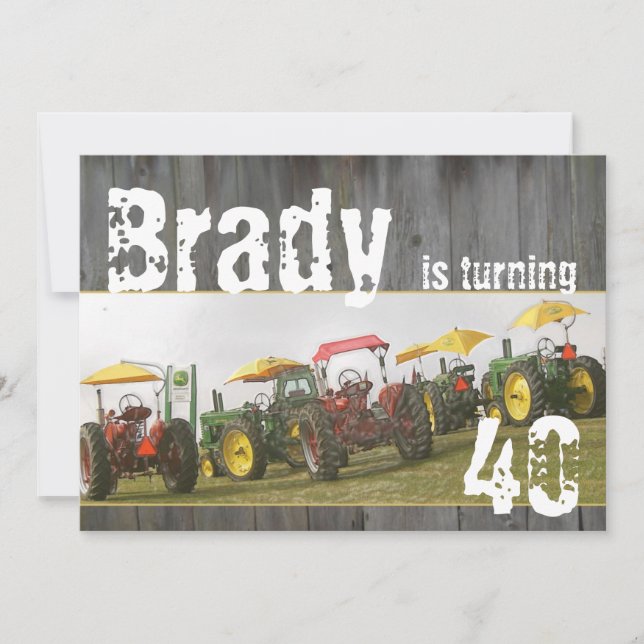 Invitation du Tractor Party : Bois de grange et tr (Devant)