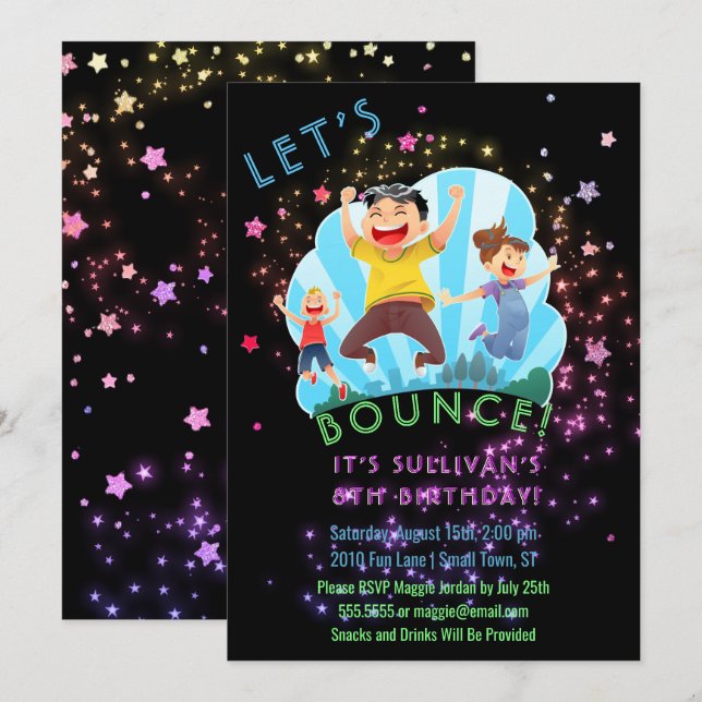 Invitation du Trampoline Jump Anniversaire de enfa (Devant / Derrière)