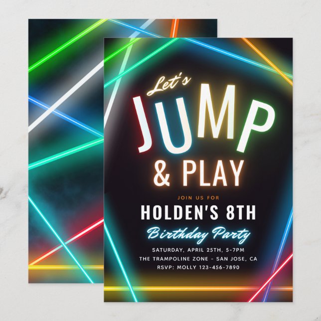 Invitation du Trampoline Party | Jump Party (Devant / Derrière)