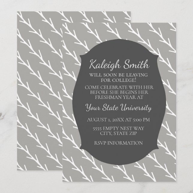 Invitation du Trunk Party customisé Grey White Col (Devant / Derrière)