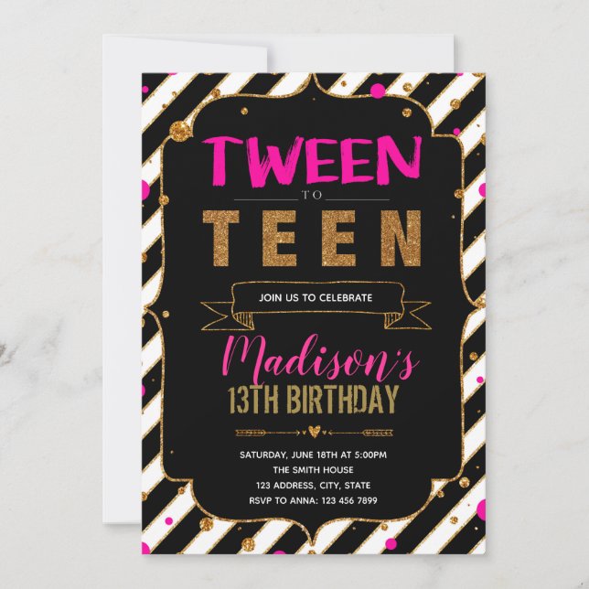 Invitation Du tween à l'invitation de l'adolescence de thème (Devant)
