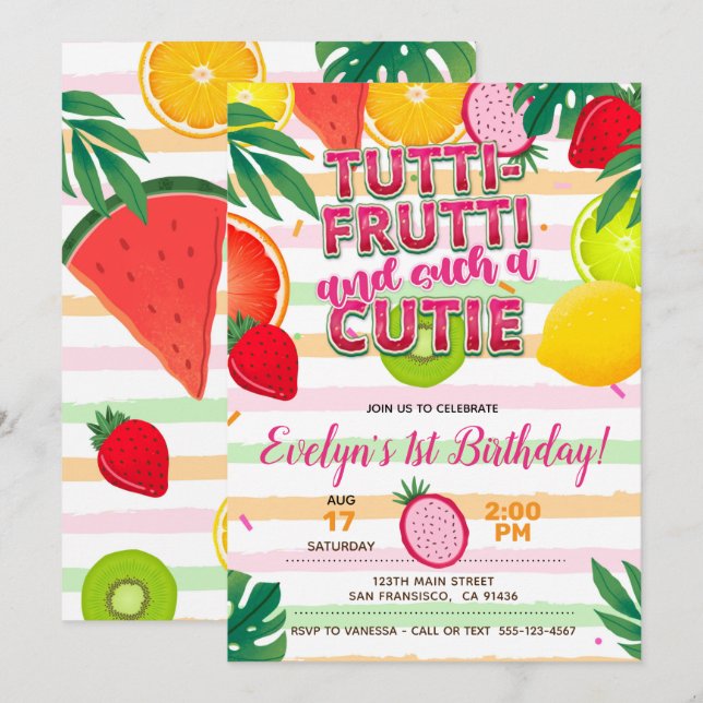 Invitation du Twotti frutti ou du Tutti Frutti Par (Devant / Derrière)