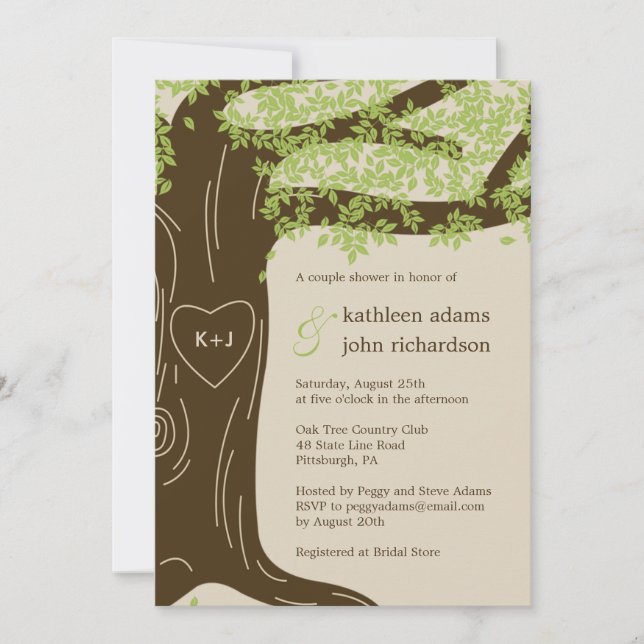 Invitation du Wedding shower de chêne (Devant)
