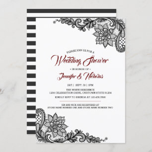 Invitation du Wedding shower de dentelle noire