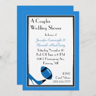 Invitation du Wedding shower de football bleu et n
