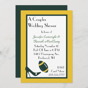 Invitation du Wedding shower de football vert et j
