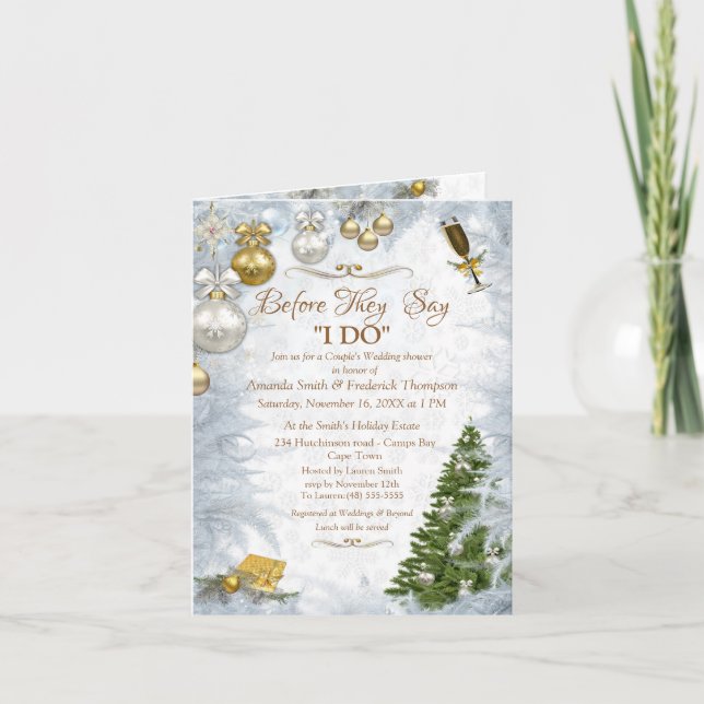 Invitation du Wedding shower de Noël blanc (Devant)