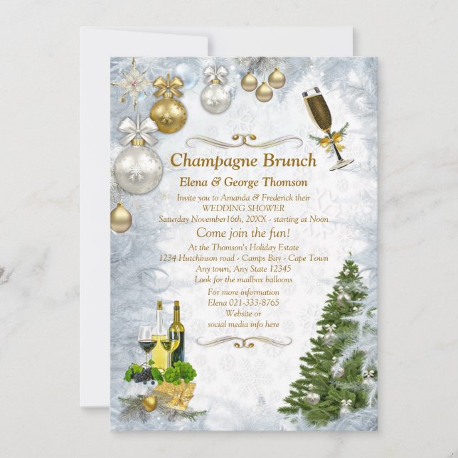 Invitation du Wedding shower de Noël blanc (Devant)
