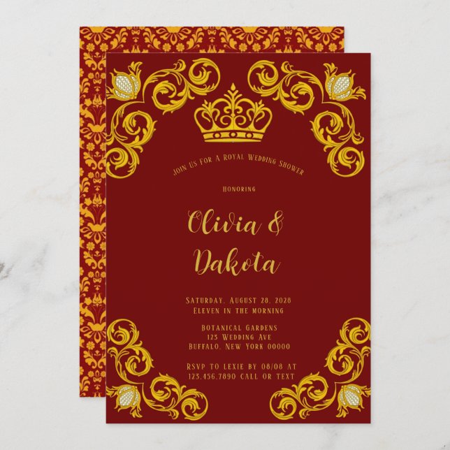 Invitation du Wedding shower royal de la Couronne  (Devant / Derrière)