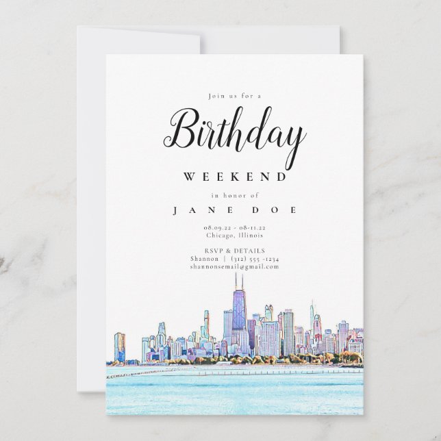Invitation du week-end d'anniversaire de Chicago S (Devant)