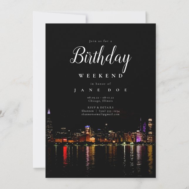 Invitation du week-end d'anniversaire de Chicago S (Devant)