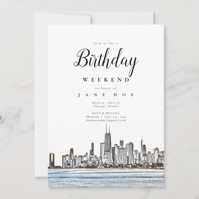 Invitation du week-end d'anniversaire de Chicago S (Devant)