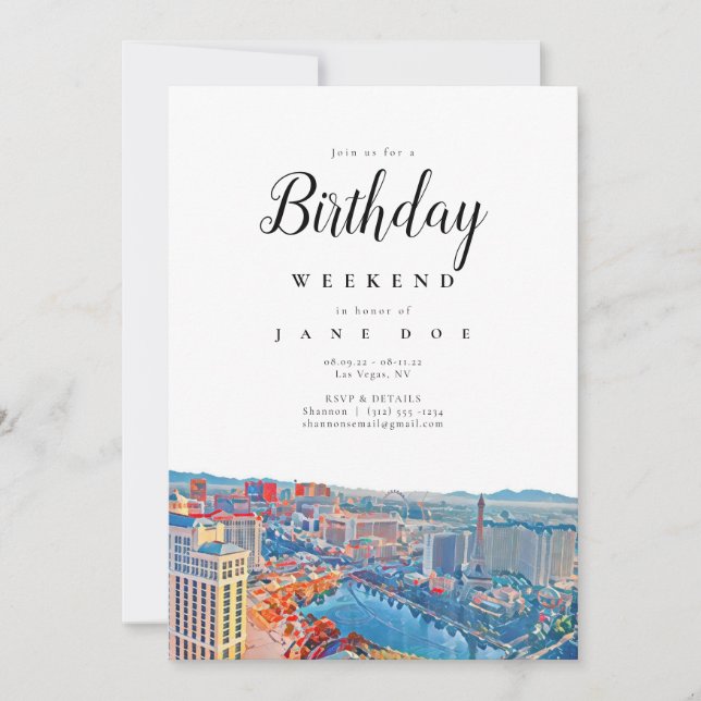 Invitation du week-end d'anniversaire de Las Vegas (Devant)