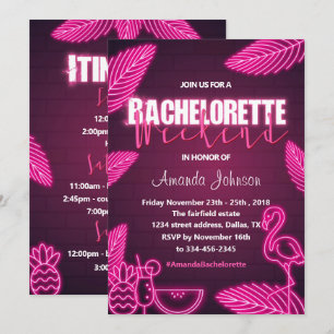 Invitation du week-end de Bachelorette Pink Tropic