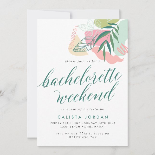 Invitation du week-end de bachelorette tropicale A (Devant)