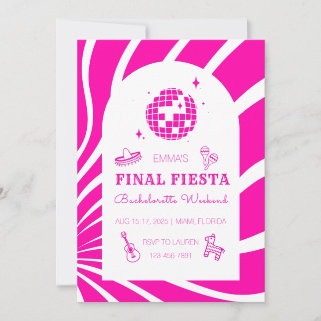 Invitation du week-end de fin de semaine de Fiesta (Devant)