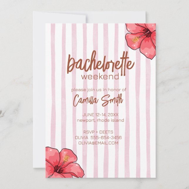 Invitation du week-end de la soirée de bachelorett (Devant)