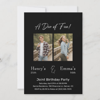 Invitation Dual Photo Milestone Double Joint Birthday Party
