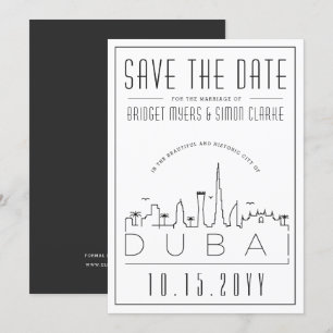 Invitation Dubaï Mariage Deco Style Skyline Enregistrer la da