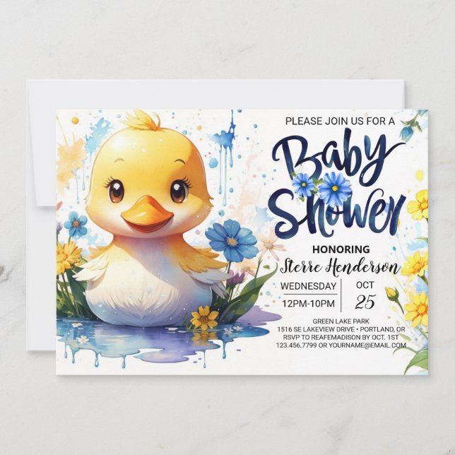 Invitation Duck Baby shower Adventure (Devant)