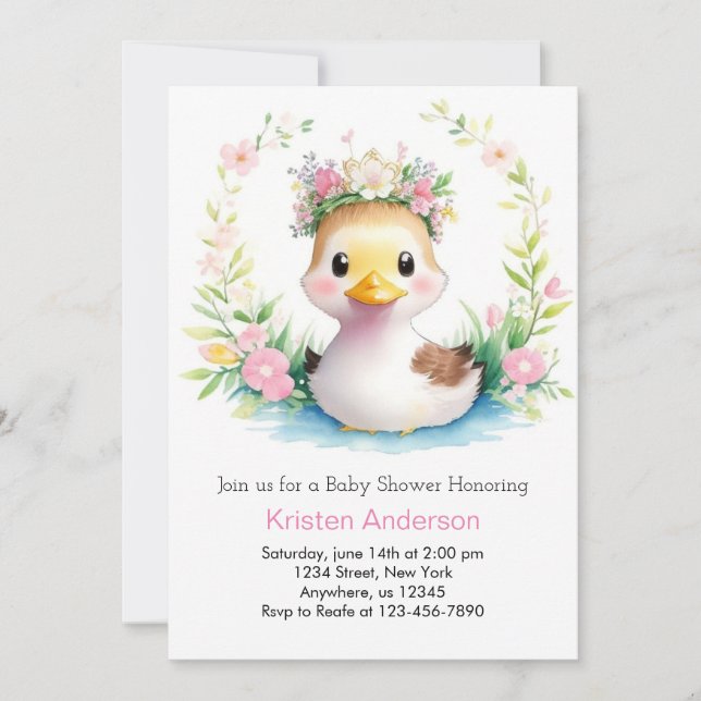 Invitation Duck Delight Baby Girl Douche (Devant)