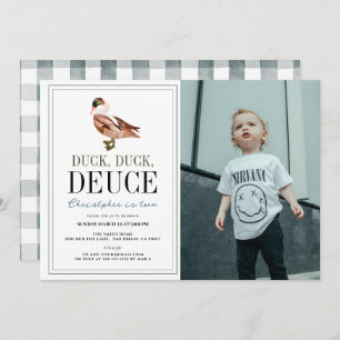Invitation Duck Duck Deuce Classic Boy Photo 2e anniversaire