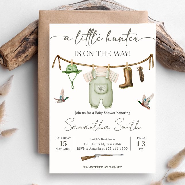 Invitation Duck Hunting Baby Shower (Little Hunter Duck Baby Shower Invitation)