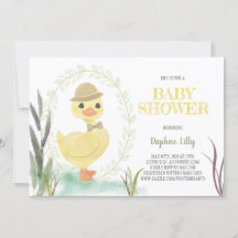 Duckling Baby Shower Invite Sage