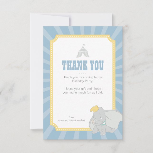 Invitation Dumbo | Venez un, venez tous - BlueThank You (Devant)