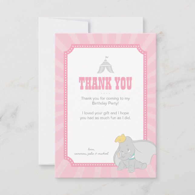 Invitation Dumbo| Viens Un, Viens Tous - Merci Rose  (Devant)