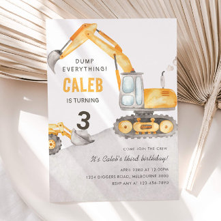 Invitation Dump Everything Construction Truck 3rd Birthday
