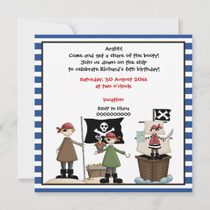 Invitation d'un anniversaire de enfant pirate - Fr