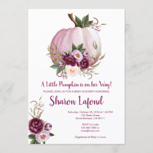 Invitation d'un Baby shower Citrouille pour une fi