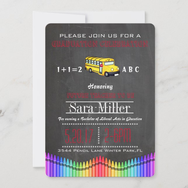 Invitation d'un enseignant d'autobus scolaire et s (Devant)