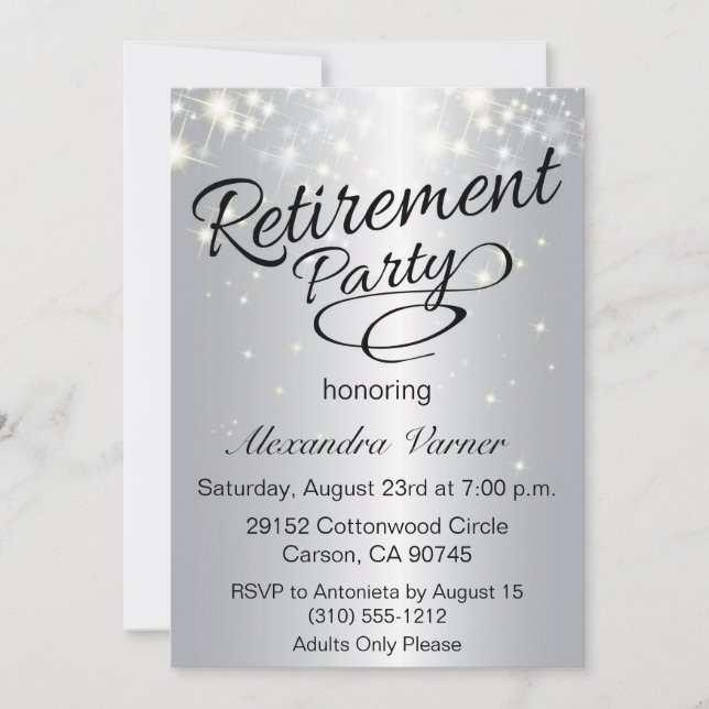 Invitation d'un parti de retraite élégant - Argent (Devant)