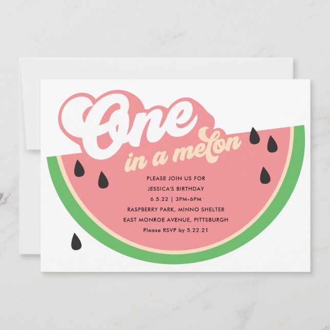 Invitation d'un premier anniversaire dans un melon (Devant)