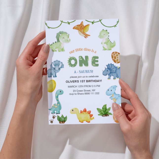 Invitation d'un saurus pour le premier anniversair (One Saurus Birthday Party)