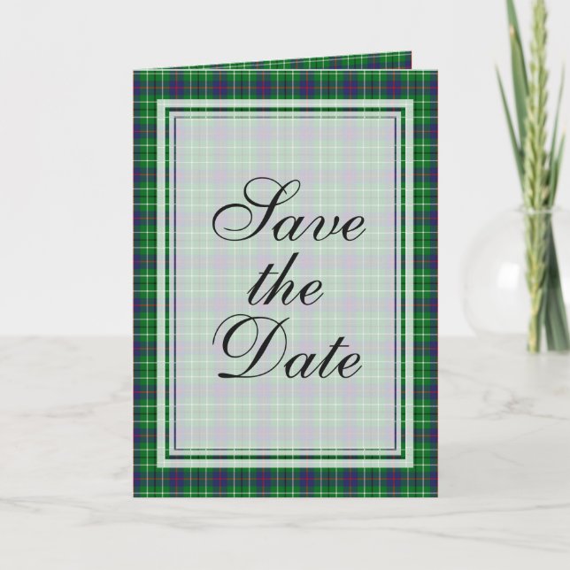 Invitation Duncan Tartan Enregistrer La Date (Devant)