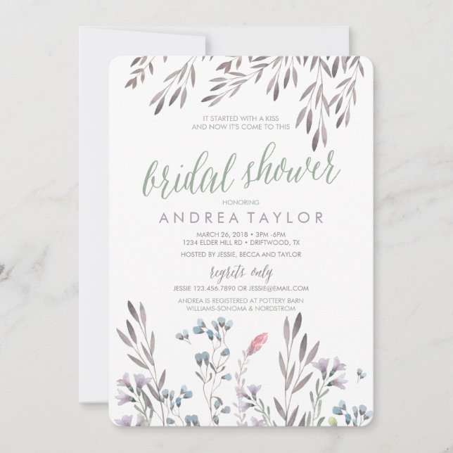 Invitation d'une douche nuptiale Mariage Fleur sau (Devant)