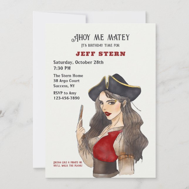 Invitation d'une femme pirate (Devant)