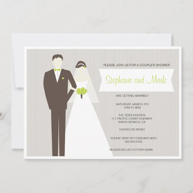 Invitation d'une mariée et d'un couple de chambre (Devant)
