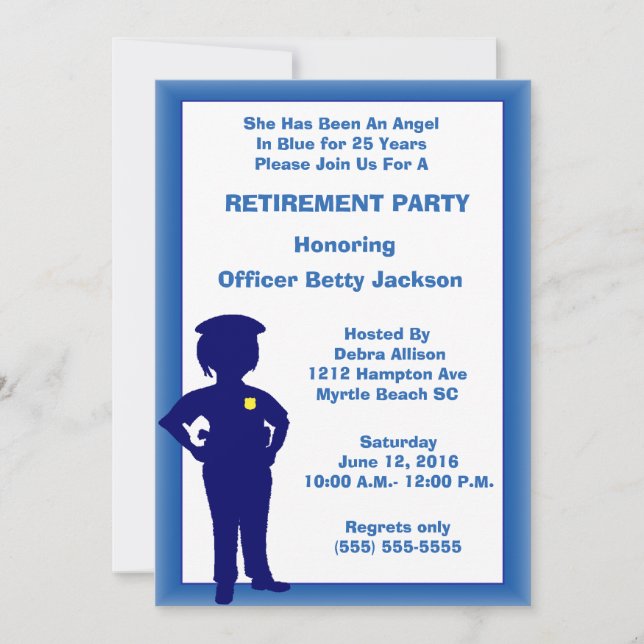 Invitation d'une partie de retraite d'agente de po (Devant)