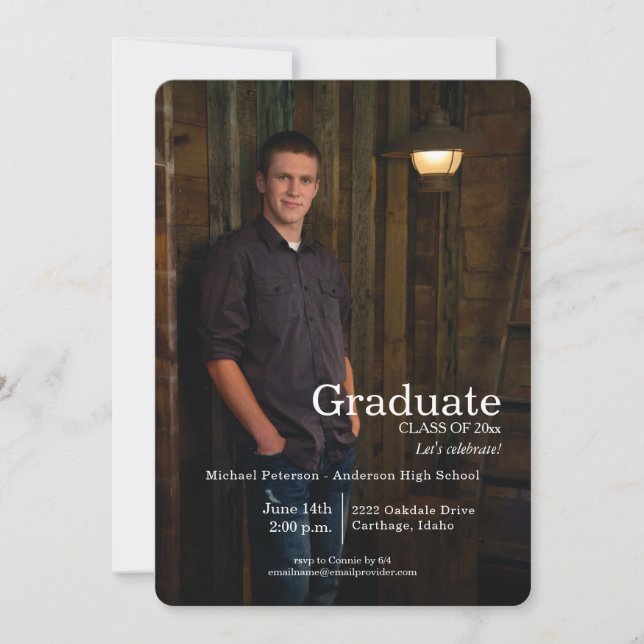 Invitation d'une soirée de graduation photo simple (Devant)